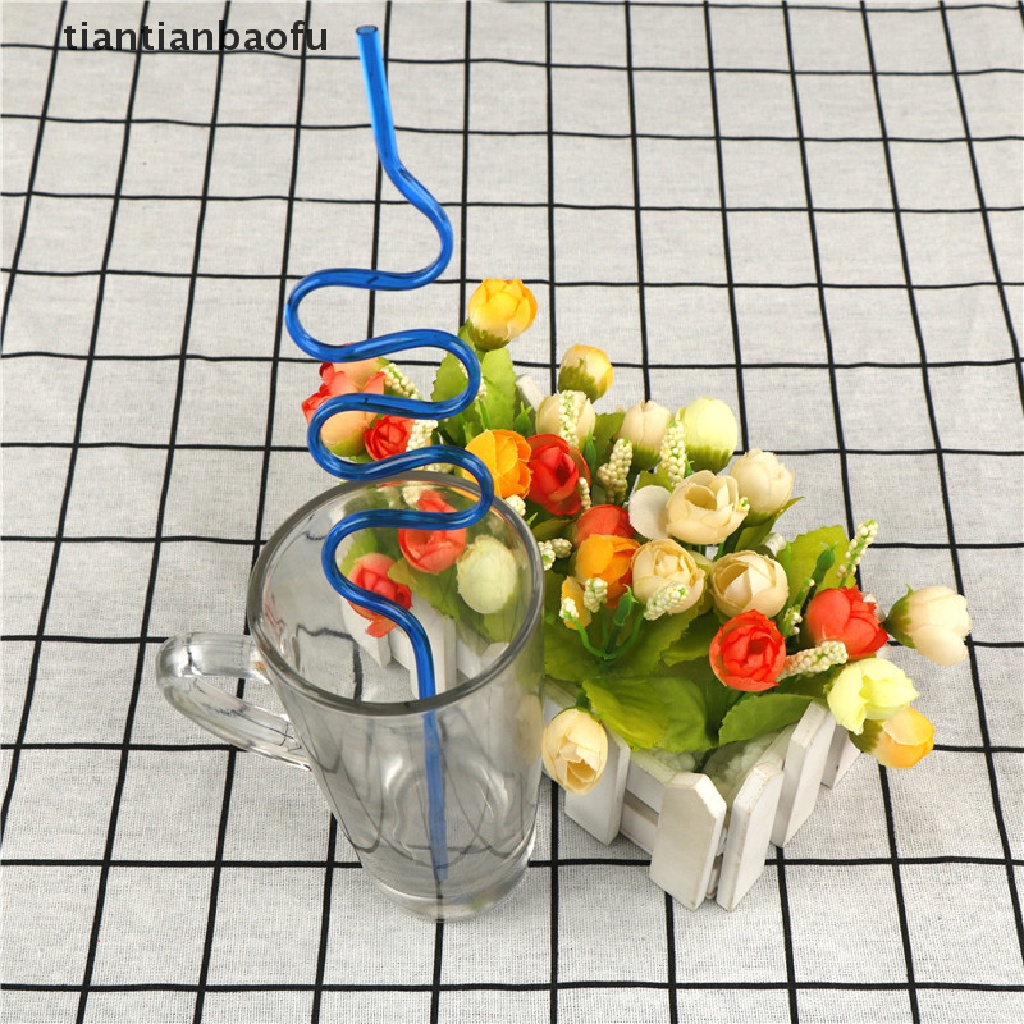 [tiantianbaofu] 10Pcs Drinking Straws Plastic Colorful Drinking Straw Crazy Curly Milk Tea Straws Boutique