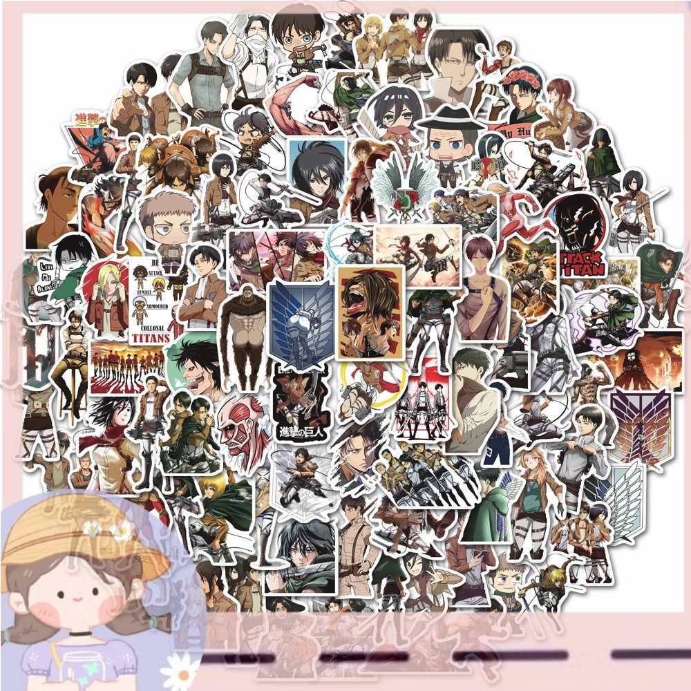 

PROMO100pcs Stiker graffiti anime Jepang Attack on Titan Bahan PVC Tahan Air Untuk Dekorasi Helm Koper skateboard Sepeda KM01