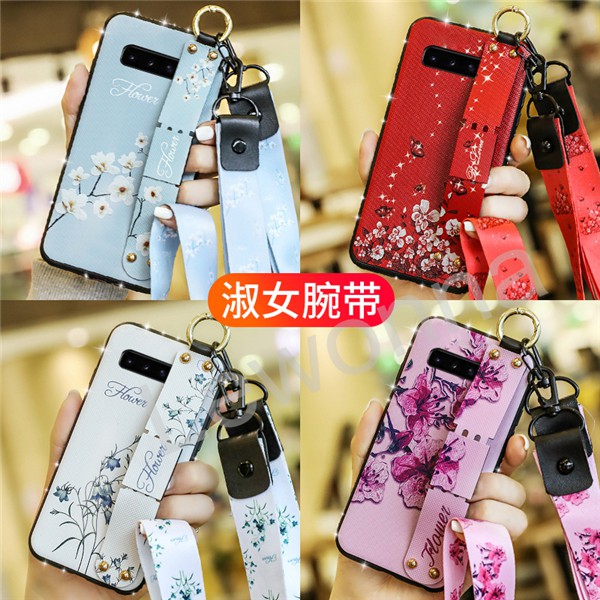 Soft Case Motif Bunga Dengan Tali Untuk Samsung Galaxy S10