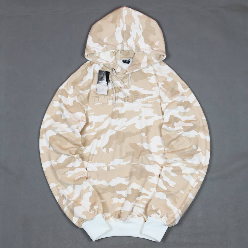 Jaket Hoodie P AND BEAR EMBOSSED CAMO  – Cream Edition Trendy Casual Unisex Good Brand Quality Styli