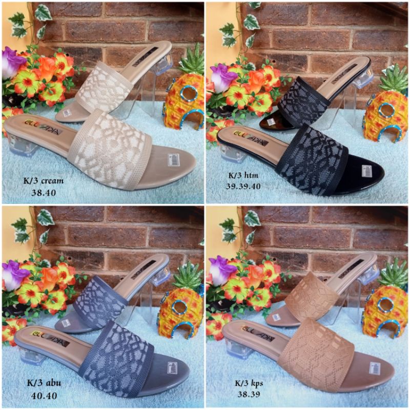 sandal hils kaca slop rajut/sandal clodio/sandal cewek elegan n murah/sandal terlaris 2021