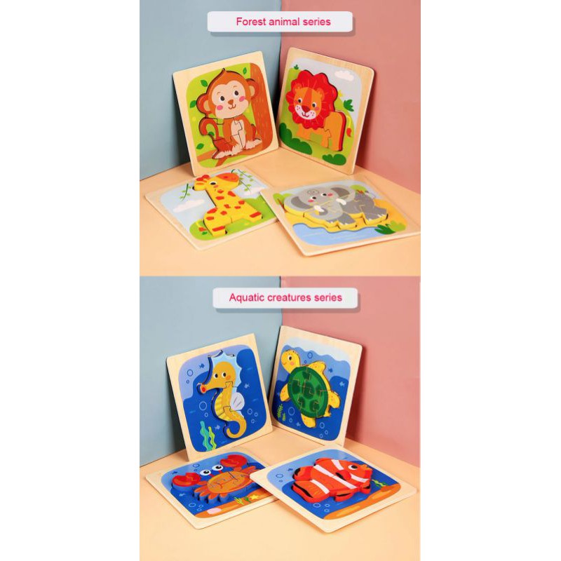 Mini Chunky Puzzle Ver 3 Puzzle Kayu Wooden Puzzle Anak Puzzle 3D Puzzle Mini Mainan Balita Mainan Edukasi