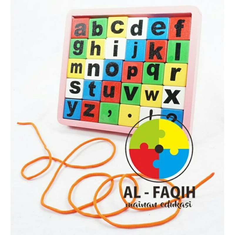 Mainan Edukasi Anak / Meronce Huruf Abjad Warna Warni / Mainan Montessori Anak