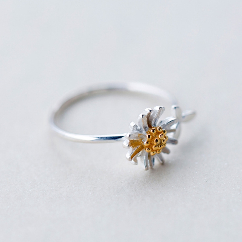 Cincin Kasual Ring Daisy Daun Imut Baru Versi Korea Pembukaan Perhiasan Rings Women Jewelry