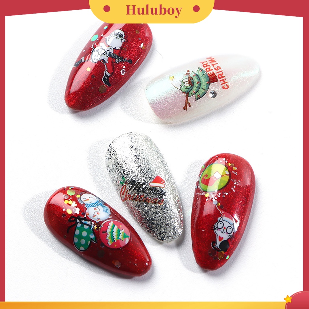 Huluboy Huluboy♡ Stiker Kuku Motif Natal 3D Untuk Manicure