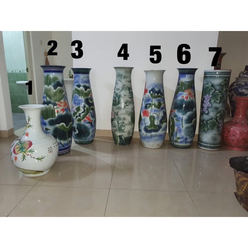 GUCI KERAMIK GUCI ANTIK IMPORT BAGUS MURAH MOTIF BUNGA WARNA WARNI