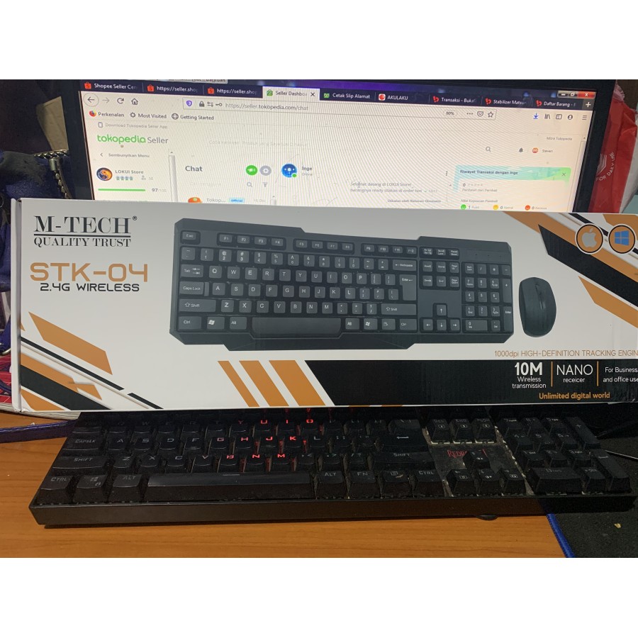 Paket Keyboard Wireless Mouse MTech STK-04 M-Tech STK04 Combo original