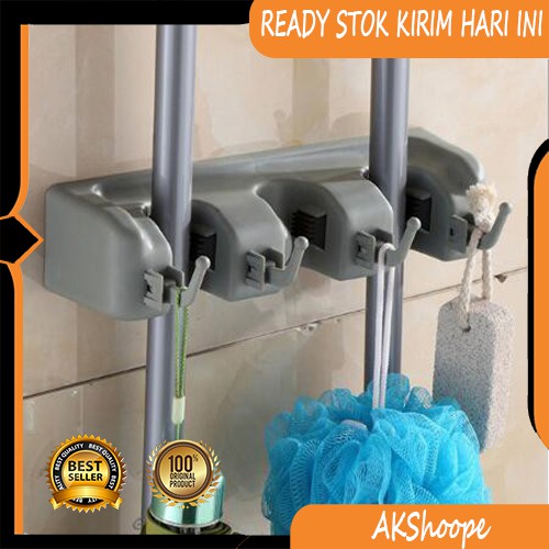 Gantungan Sapu Alat Pel Dengan Hook 3 Slot Magic Mop Holder