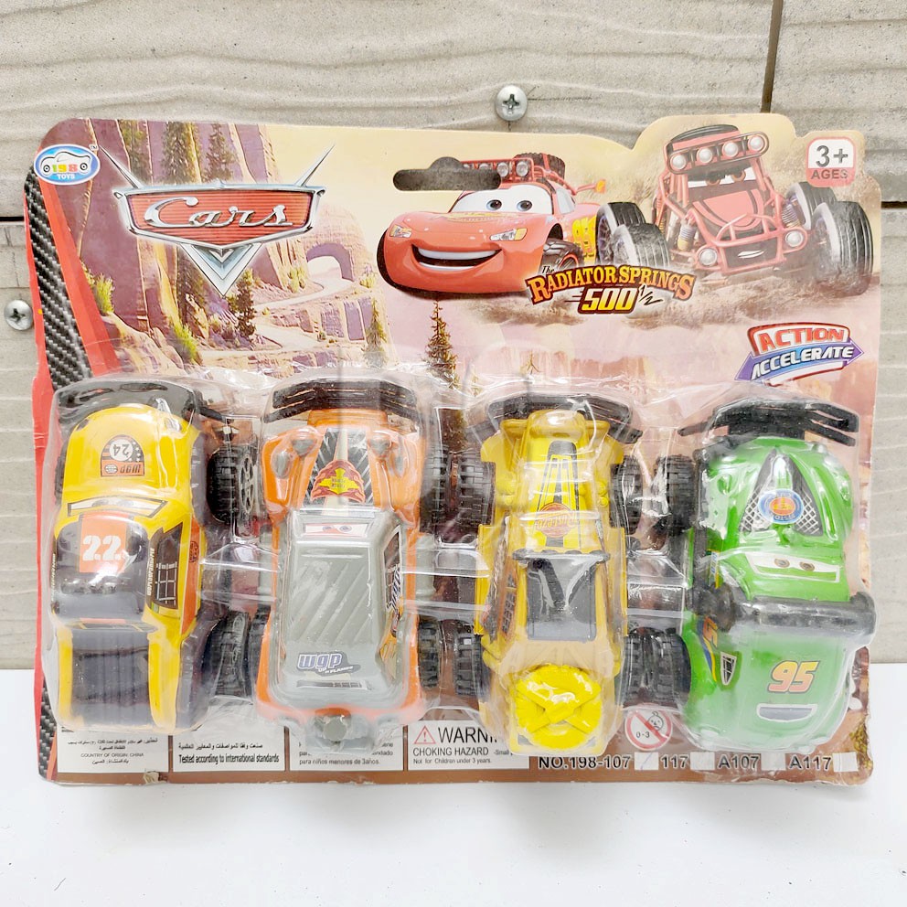 Cars 1set isi 4 Radiator Springs 500 Mainan Mobil Mini Figure Lightning McQueen