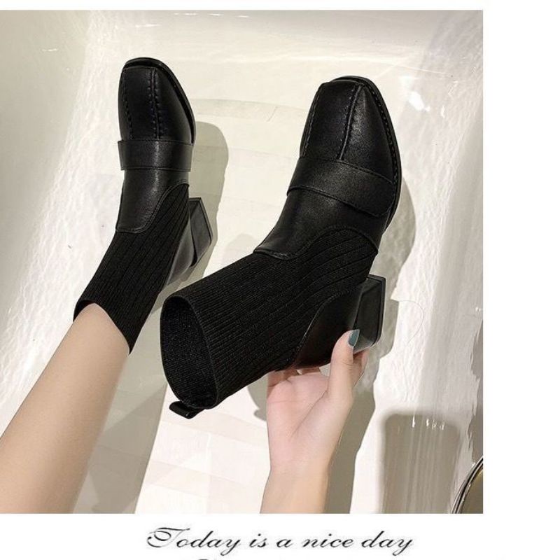 [MikanHiro Store] Sepatu Boots Wanita Brown Black Boots Women Shoes Import winter style