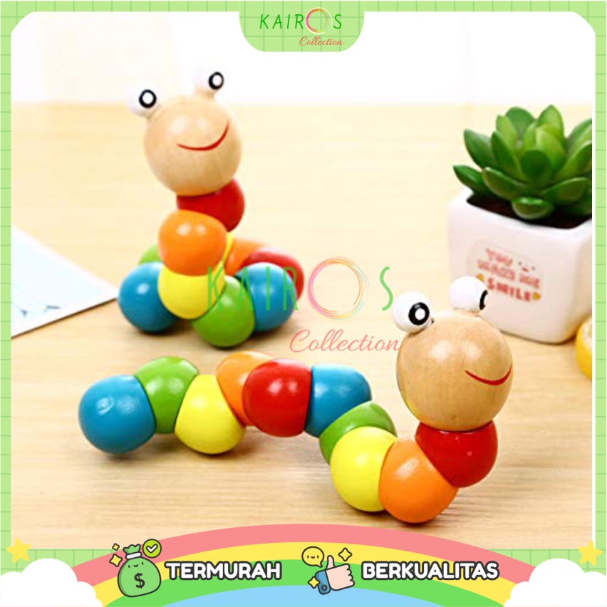 Mainan Ulat Kayu - Worm Colorful Wooden Toy