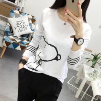 CentCentStore Kaos Lengan Panjang SNOOPY Strip 2 Garis