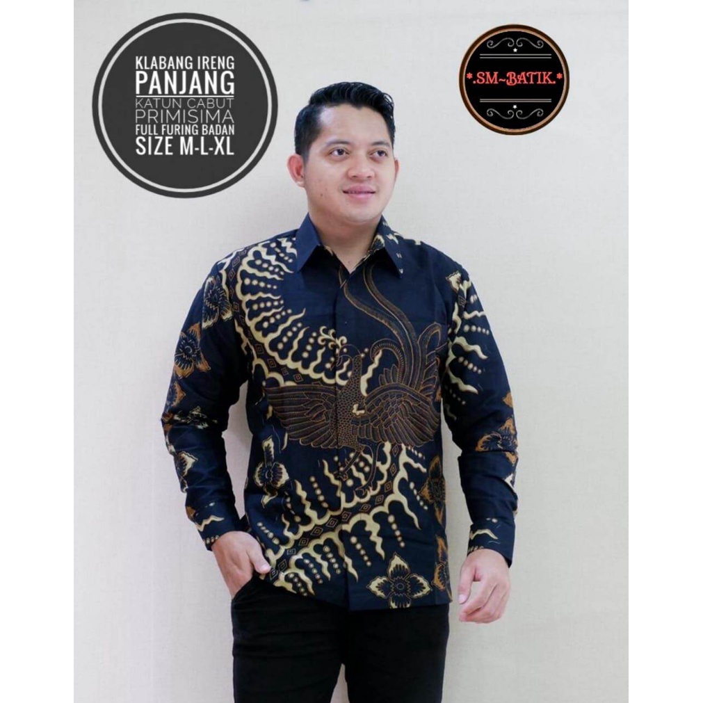 Kemeja batik PREMIUM warna hitam/batik lengan panjang terbaru/hem batik pendek hitam/ batik kasual