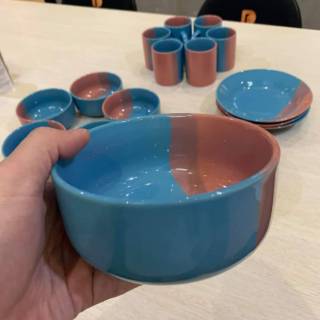  MANGKOK  KERAMIK  SOUVENIR  PERNIKAHAN  MURAH WARNA GRADASI 