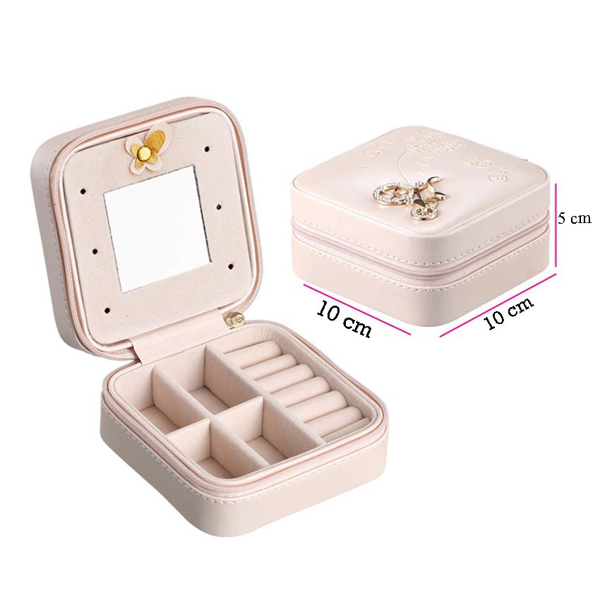 Topprice  Kotak Tempat Perhiasan Travel Jewelry Box Penyimpanan Anting Kalung Gelang Cincin Emas Portable U89