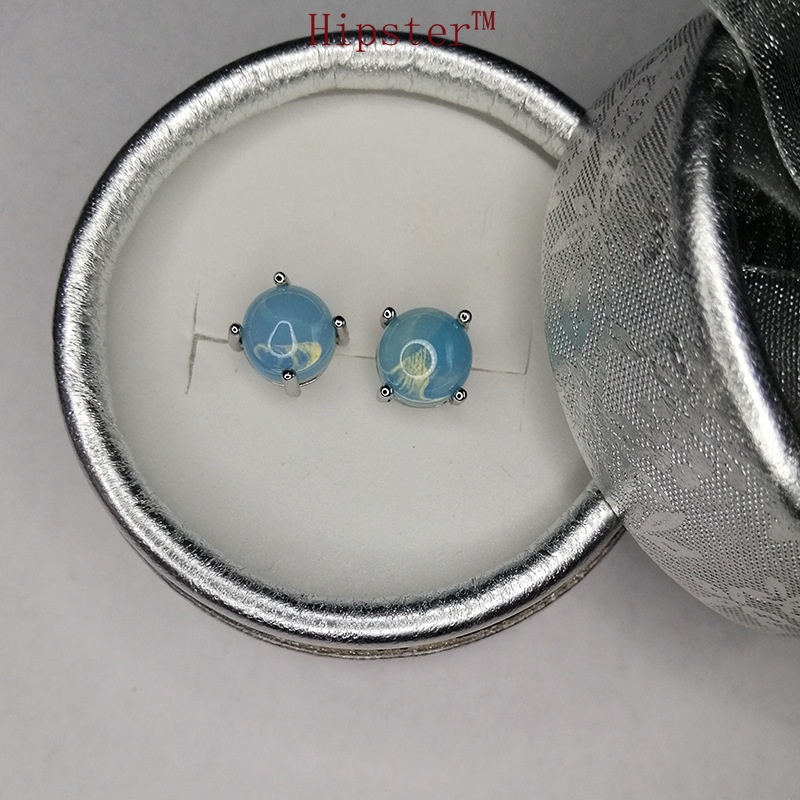 New Simple Personalized All-Match round Sapphire Stud Earrings