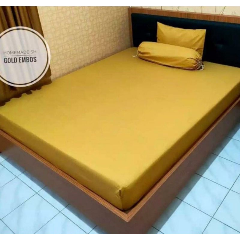 SPREI POLOS EMBOS PREMIUM WARNA KUNING KUNYIT / SPREI HOME MADE / SPREI POLOS / SPREI TEMPAT TIDUR /