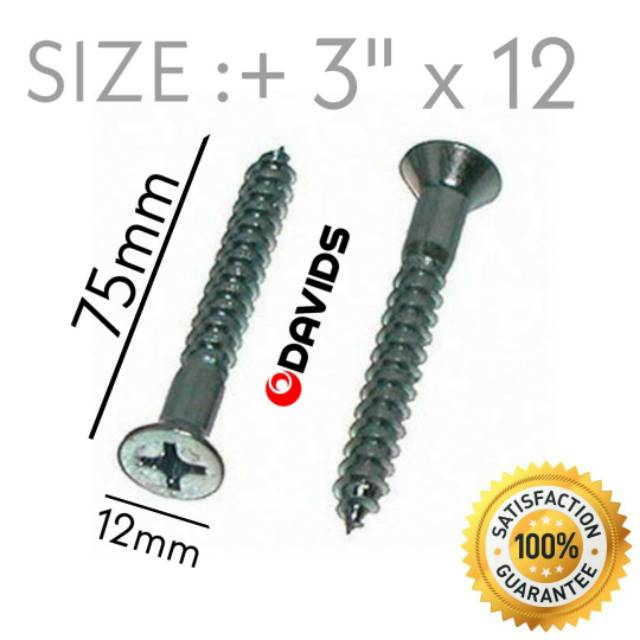 Sekrup Kayu Skrup Kepala Plus Wood Screw 3 Inch X 12