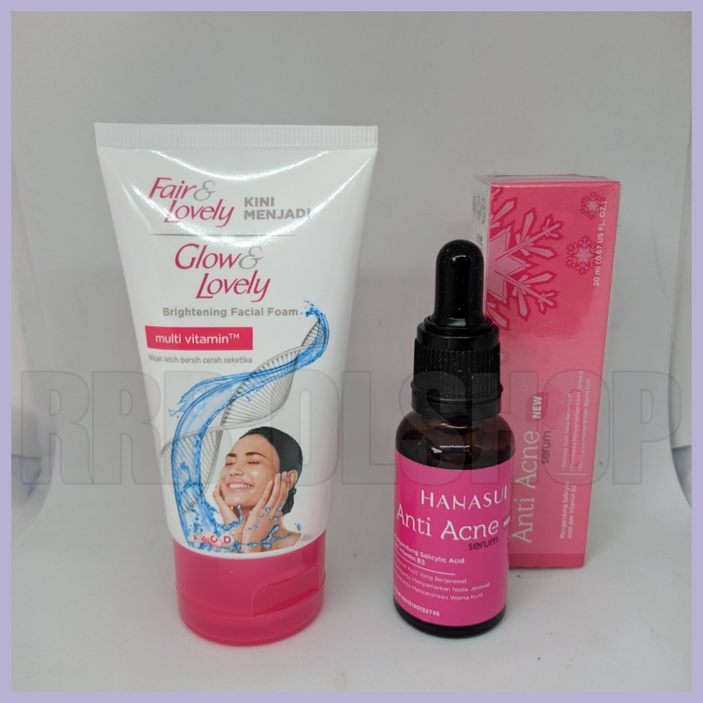 Paket - Serum Hanasui Anti Acne Penghilang Jerawat Original BPOM Dan Facial Foam Fair&amp;Lovely 50ml