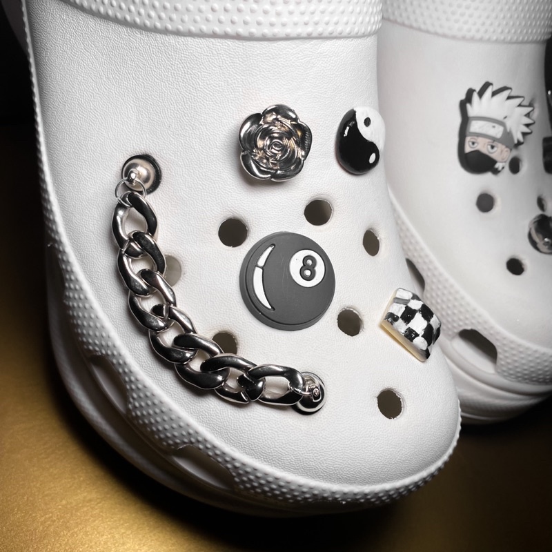 Jibbitz Crocs Charm / Hiasan Tempelan Crocs (Silvery B&amp;W)