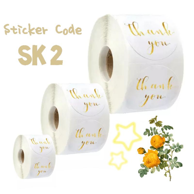 Stiker thank you bulat diameter 2.5cm isi 50pcs perpack-SK 2