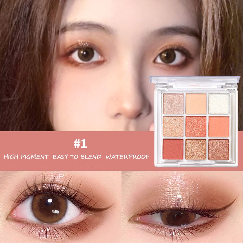 【READY STOCK】MGL 9 Shades Korean Eyeshadow Palette Matte + Highlight And Waterproof EyeShadow