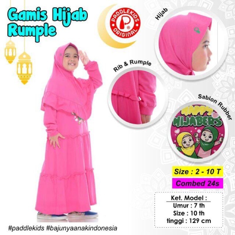 GAMIS PADDLEKIDS SET GAMIS PLUS HIJAB SIZE 2-10 PADDLE KIDS set gamis pocket amarra afra kids anak