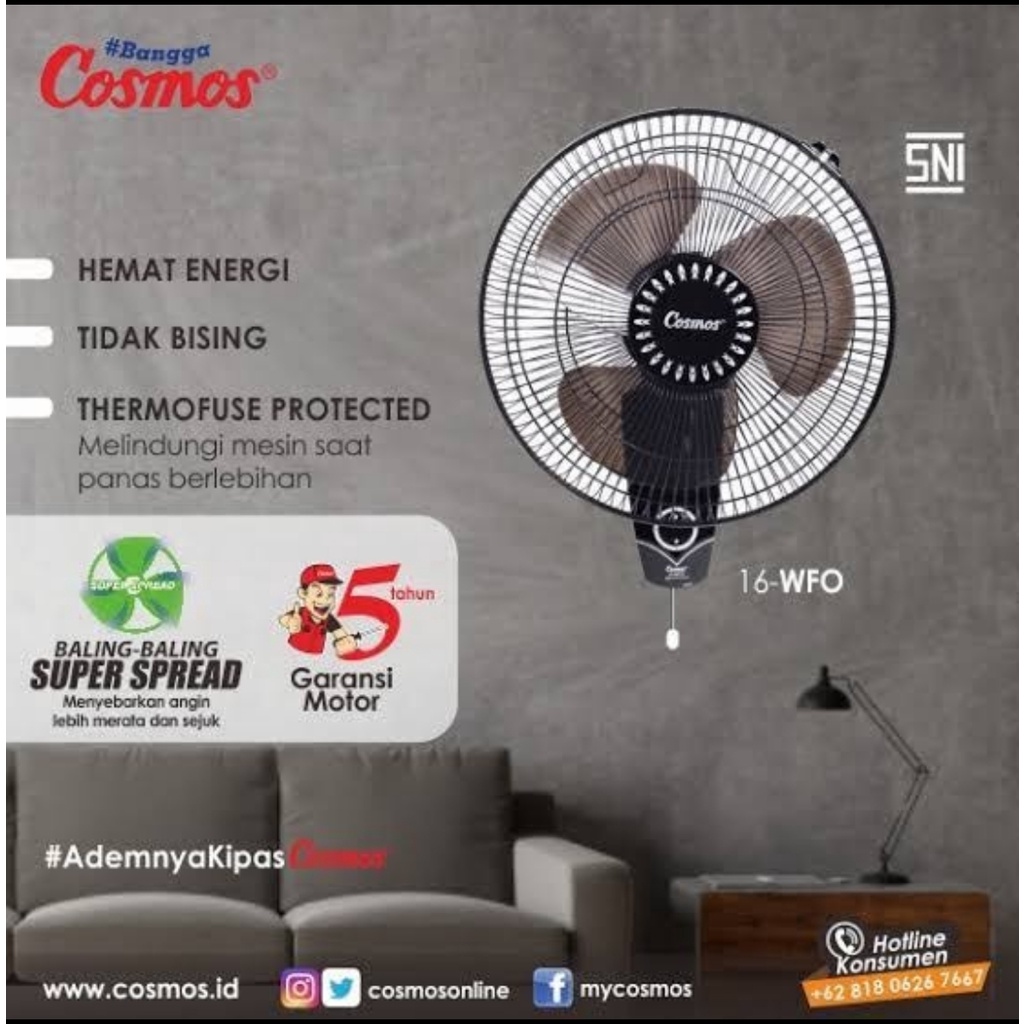 COSMOS 16 inch Kipas Angin Dinding Wall Fan 16-WFO