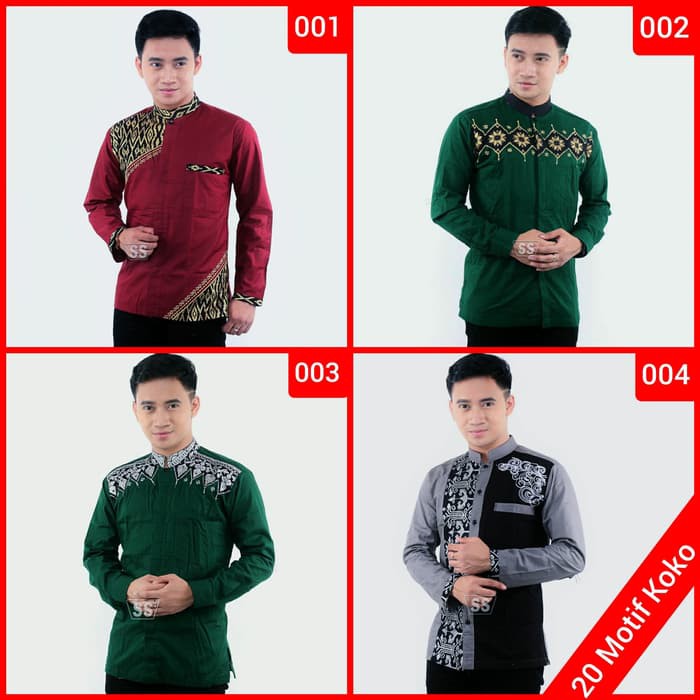 Kemeja koko batik pria lengan panjang baju muslim bukan gamis jasko