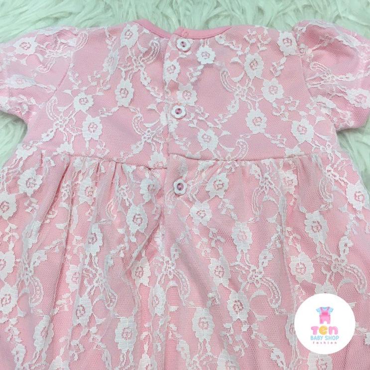 [8RY✦] ↓☊ Dress Bayi Baru Lahir Putih Brokat BB Lucky Topi Bayi + Sarung Tangan + Kaki (Aqiqah, Bapt