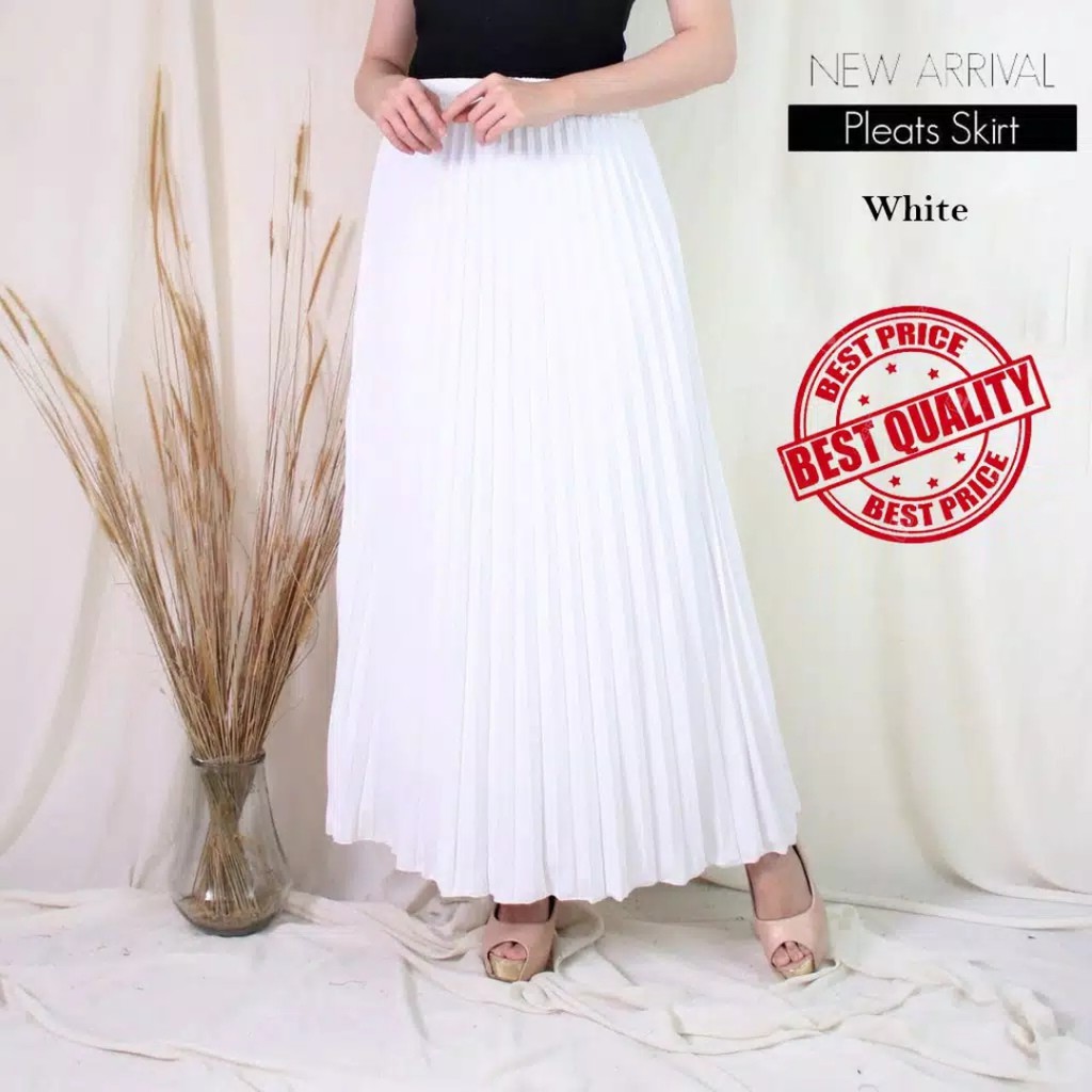 ROK PLISKET PREMIUM WHITE (PUTIH) ALL SIZE FIT TO L