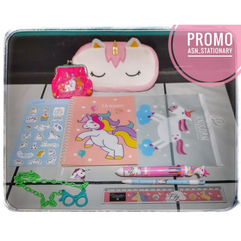 

[jkhu] PROMO - 1 PAKET ALAT TULIS KARAKTER UNICORN KUDA PONY LUCU DAN UNIK
