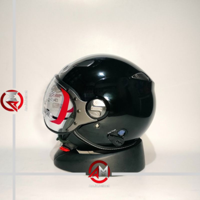 HELM KYT ELSICO SOLID BLACK GLOSSY KYT HELM ELSICO BLACK POLOS HELM HALF FACE