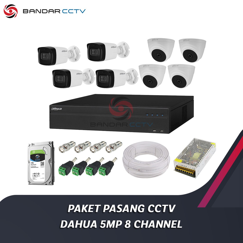 PAKET CCTV DAHUA 5MP 8 CHANNEL TINGGAL PASANG