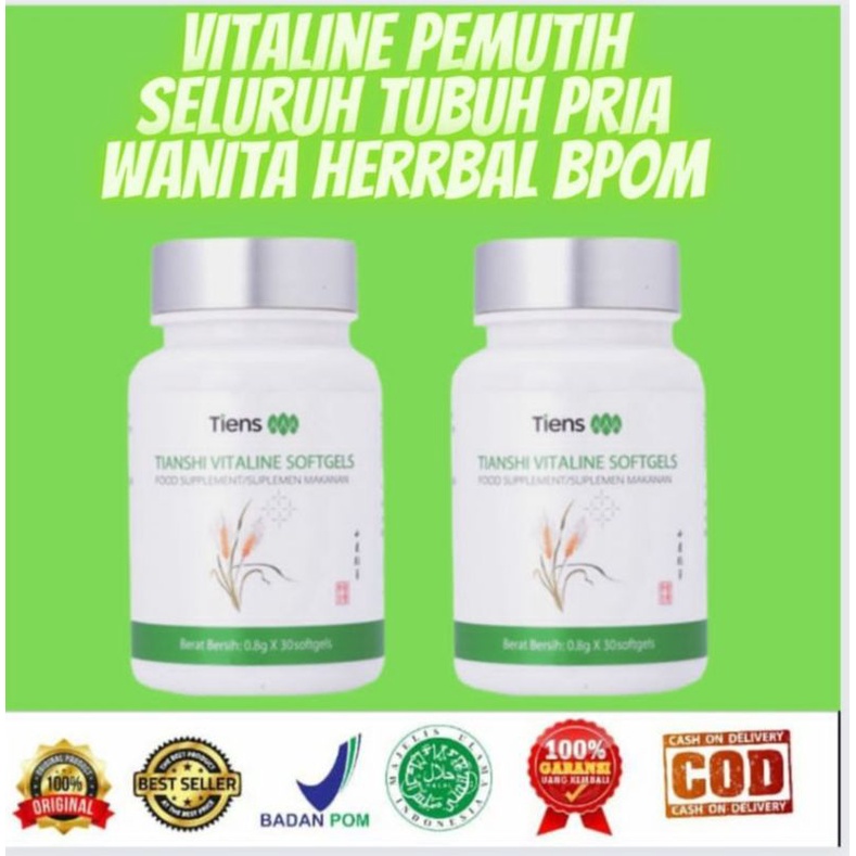 ( 1 kapsul ) Vitaline Softgels pemutih seluruh tubuh terbaik dunia Pencerah Wajah Muka Badan Pria Wa