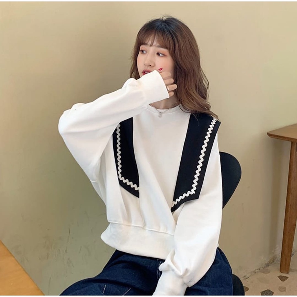 sweater wanita BASIC STRADA SWEATER CROOPE WANITA crewneck wanita tebaru