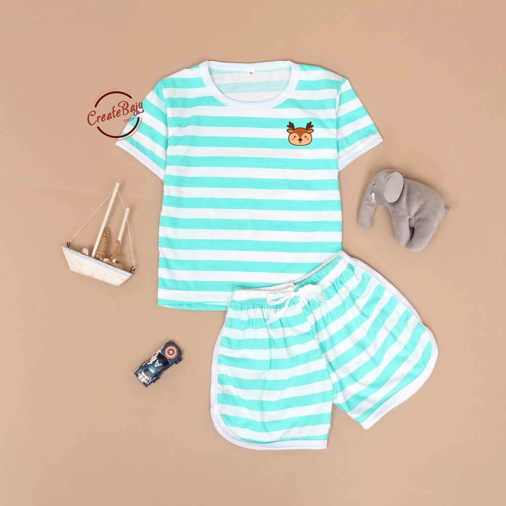 PROMO 7.7 SETELAN ANAK MOTIF SALUR KARAKTER HEWAN SETELAN ANAK POLOS UNISEX LENGAN PENDEK