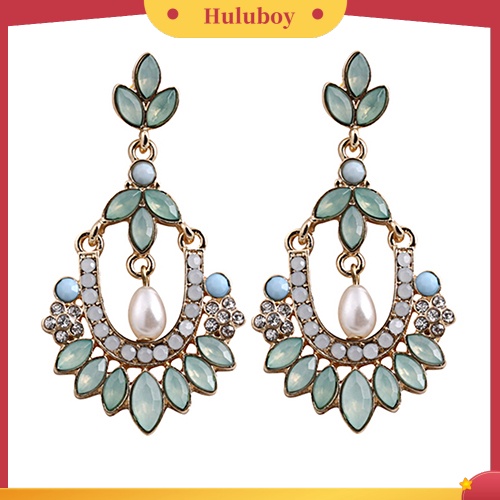 Hu Hu Hu Hu Hu Alat Bantu Pasang Kacamata♡ Anting Tusuk Gantung Desain Bunga Hias Mutiara + Berlian Imitasi Bahan Akrilik Untuk Wanita