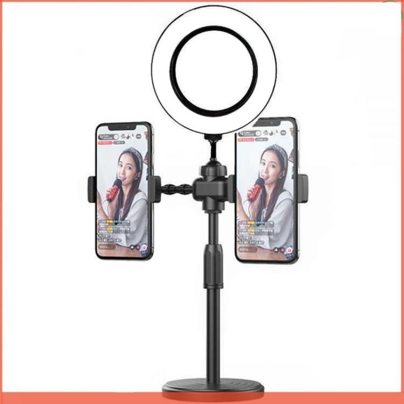 Lampu Tik Tok  ,  Selfie  , Stand Flexible Ring Light 49CM Stand Holder , Lampu Make Up MUA , Vlog Lampu , LED 6 In