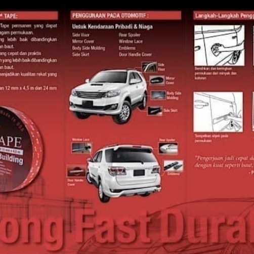 

Produk Unggulan Double Tape Vhb 3M 24Mmx4,5M Lem Super Kuat Lem Talang Air Mobil Hot Sale