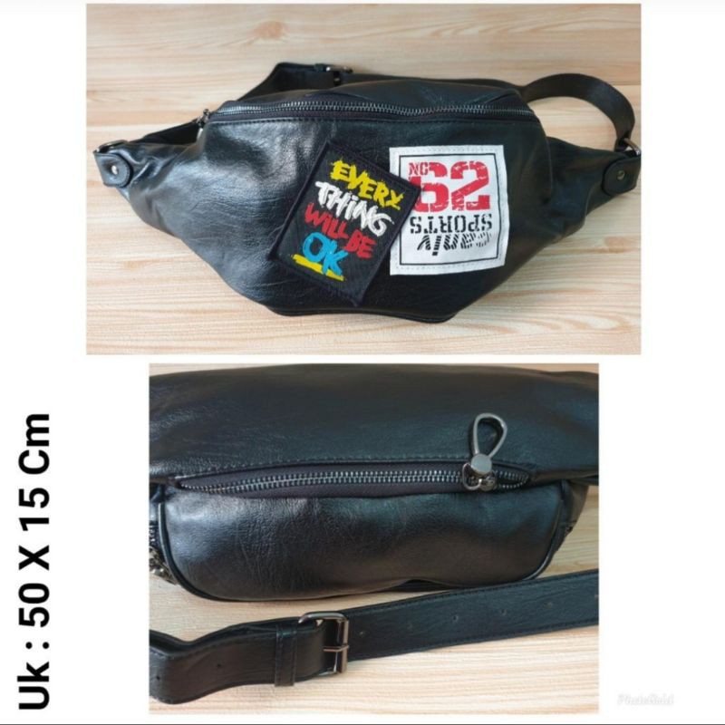 Waistbag Pria/Wanita Leather Belt Bag Bumbag Import