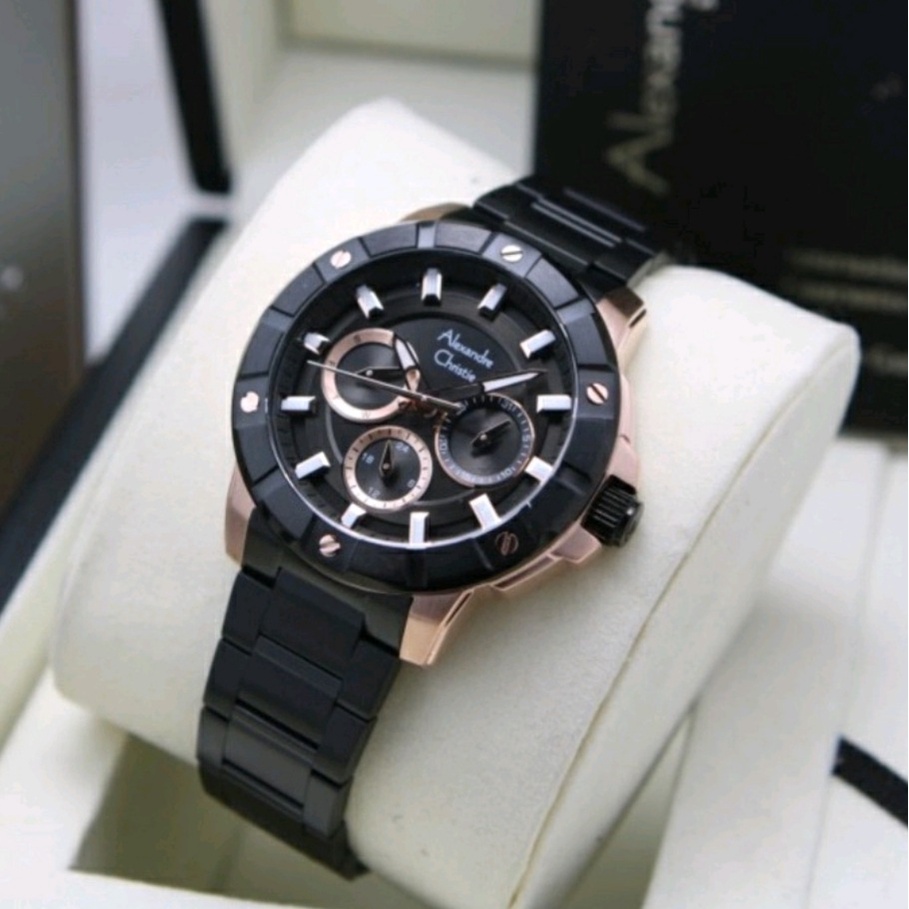 Alexandre Christie AC 6609 Rosegold Black Jam Tangan Original Garansi Resmi 1 tahun