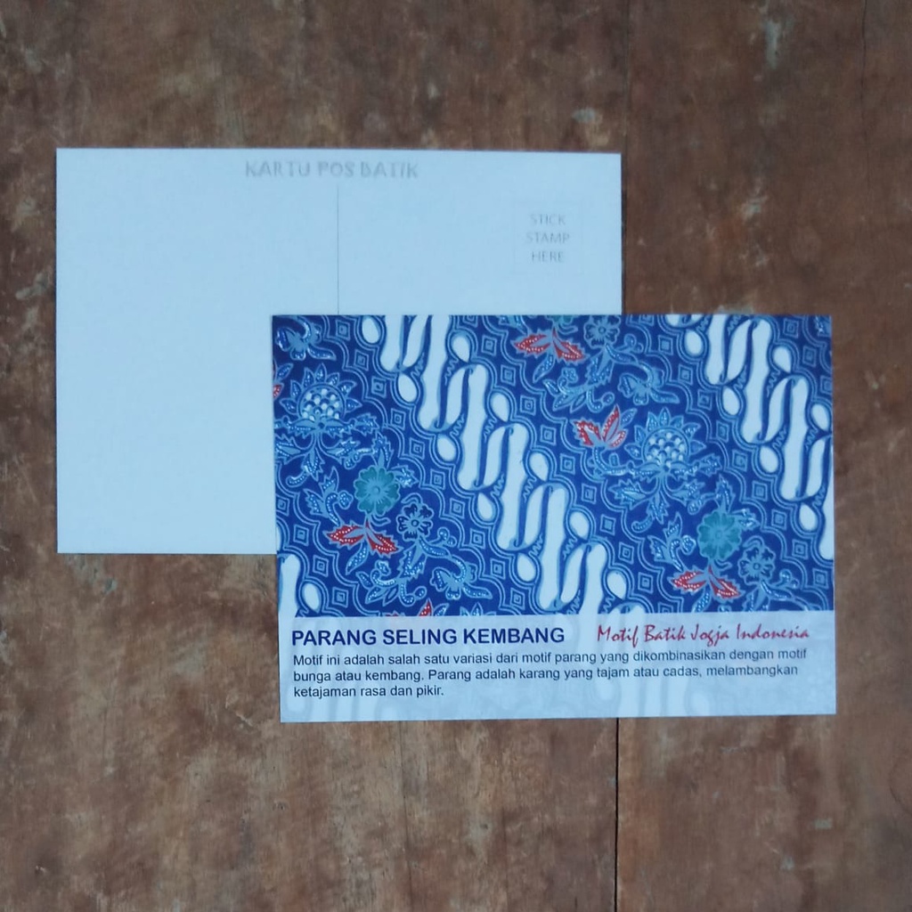 

KARTU POS BATIK INDONESIA POSTCARD MOFIT PARANGSELING KEMBANG WARNA BIRU ISI 8 LEMBAR BISA CAMPUR MOTIF LAIN