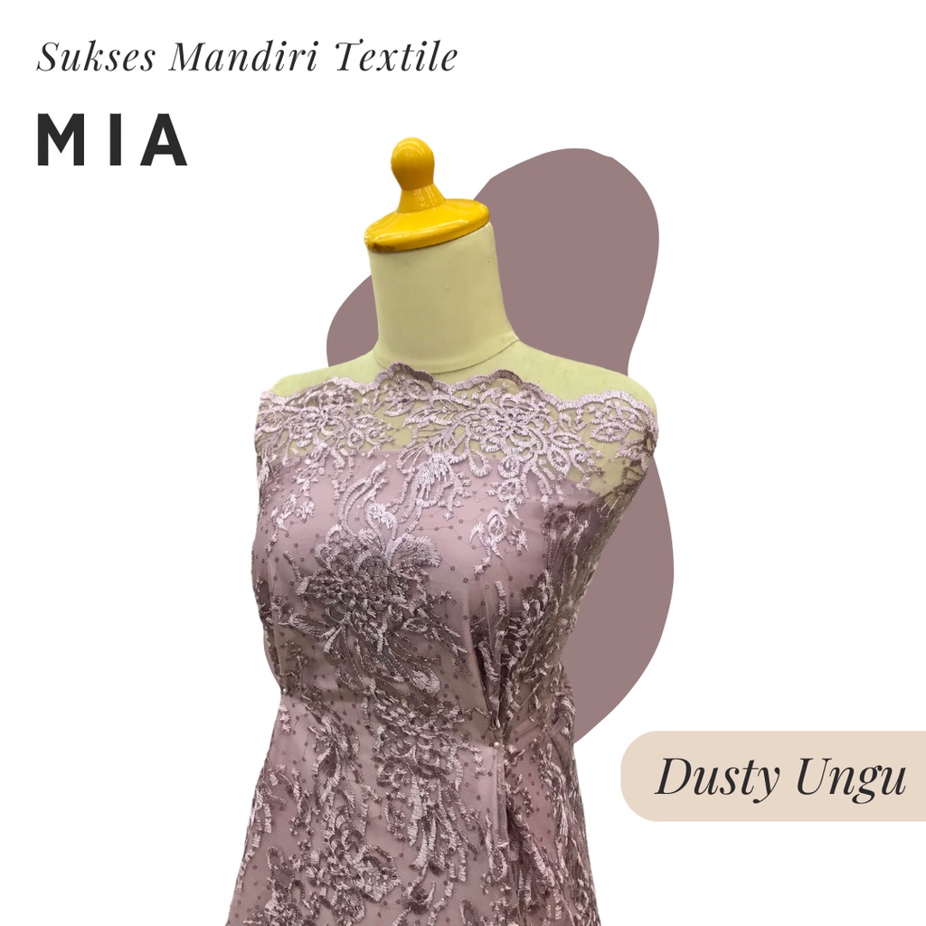 [MIA] Brokat Brukat Tile Premium Mewah Warna Dusty Ungu | Harga ½ meter = 50 cm (Bahan Dress Bridesm