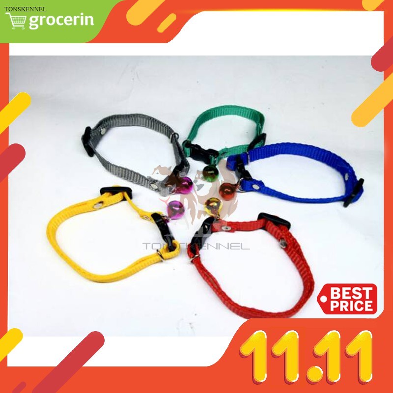 Kalung Anjing Kucing Kelinci Strap Tali Leher Aksesoris Hewan Random Lonceng 15mm