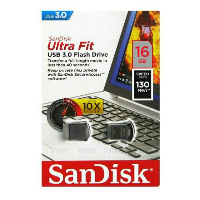 Sandisk ultra fit 16GB usb 3.0 flash drive speed 130mb/s