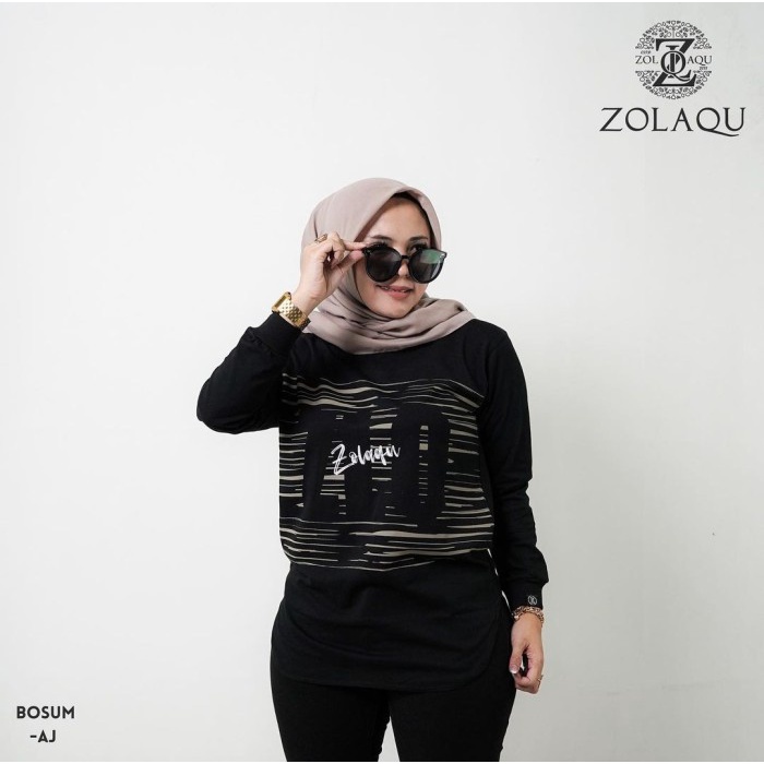 KAOS WANITA DEWASA/ATASAN WANITA/BAJU ZOLAQU/9BISA BAYAR DITEMPAT(COD) - Hitam, L