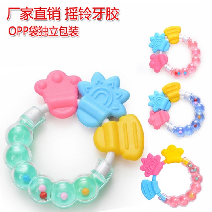 Mainan Bayi Gelang Teether Bayi Silicone Krincingan Lembut