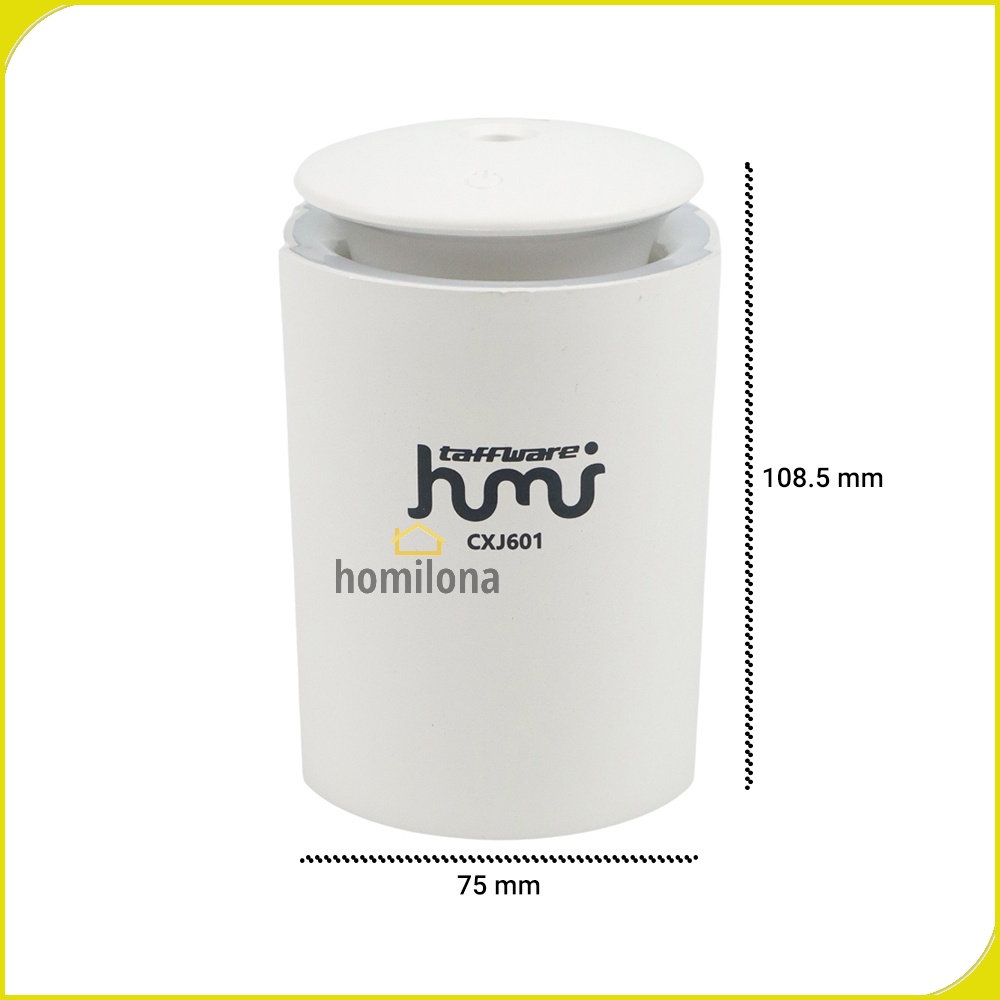 Humidifier Diffuser Aromaterapi Free Oil LED Backlight atau Kipas Taffware HUMI CXJ601 atau H013 White Pelembab Udara Minyak Essential Oil Aromatherapy