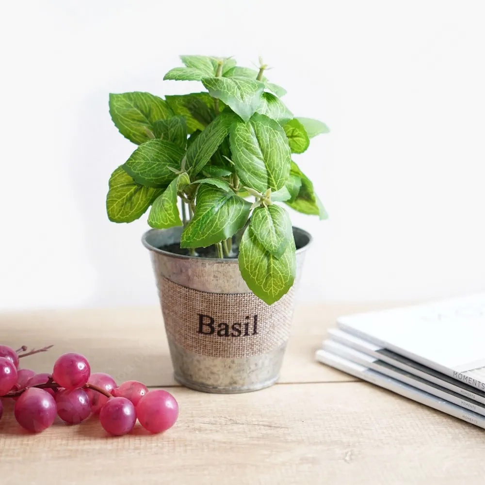 Ace Arthome 13 Cm Tanaman Artifisial Basil Dengan Pot Kaleng